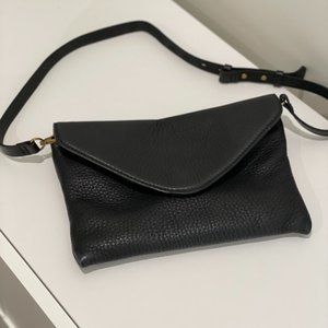 J.Crew Envelope Pebbled Leather Bag (Black)
